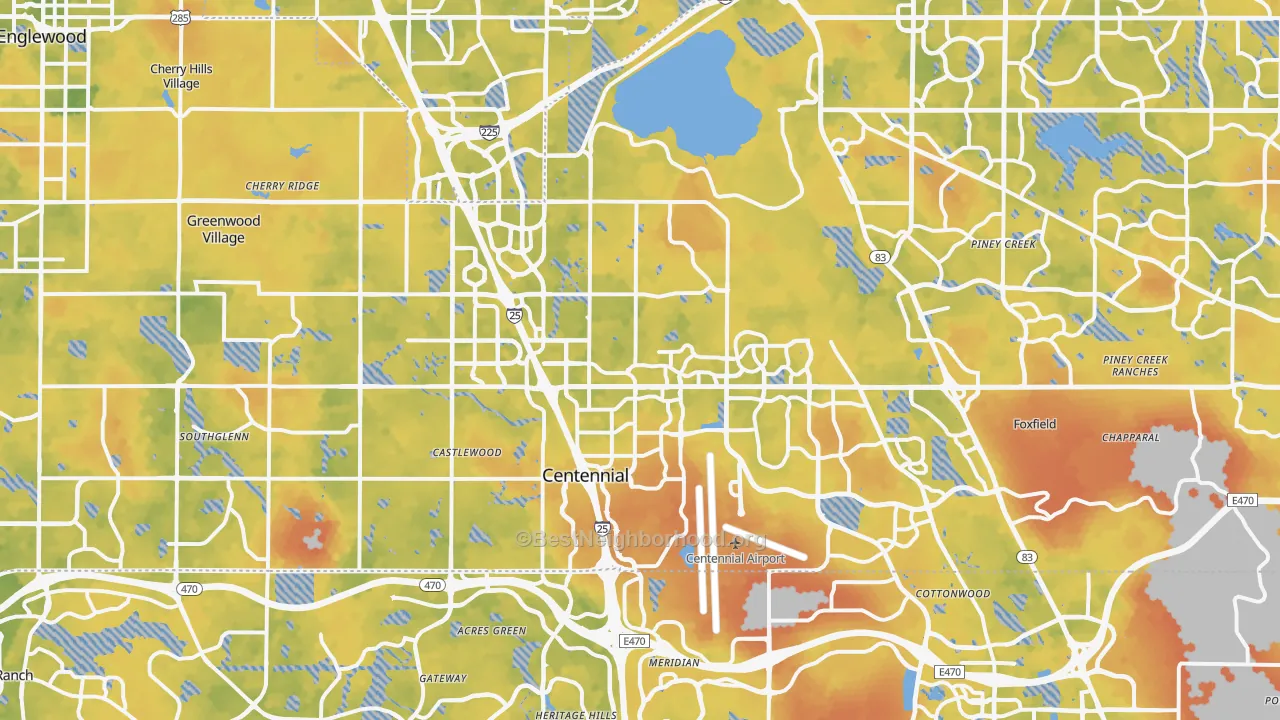 Bike Grade map of Centennial, CO