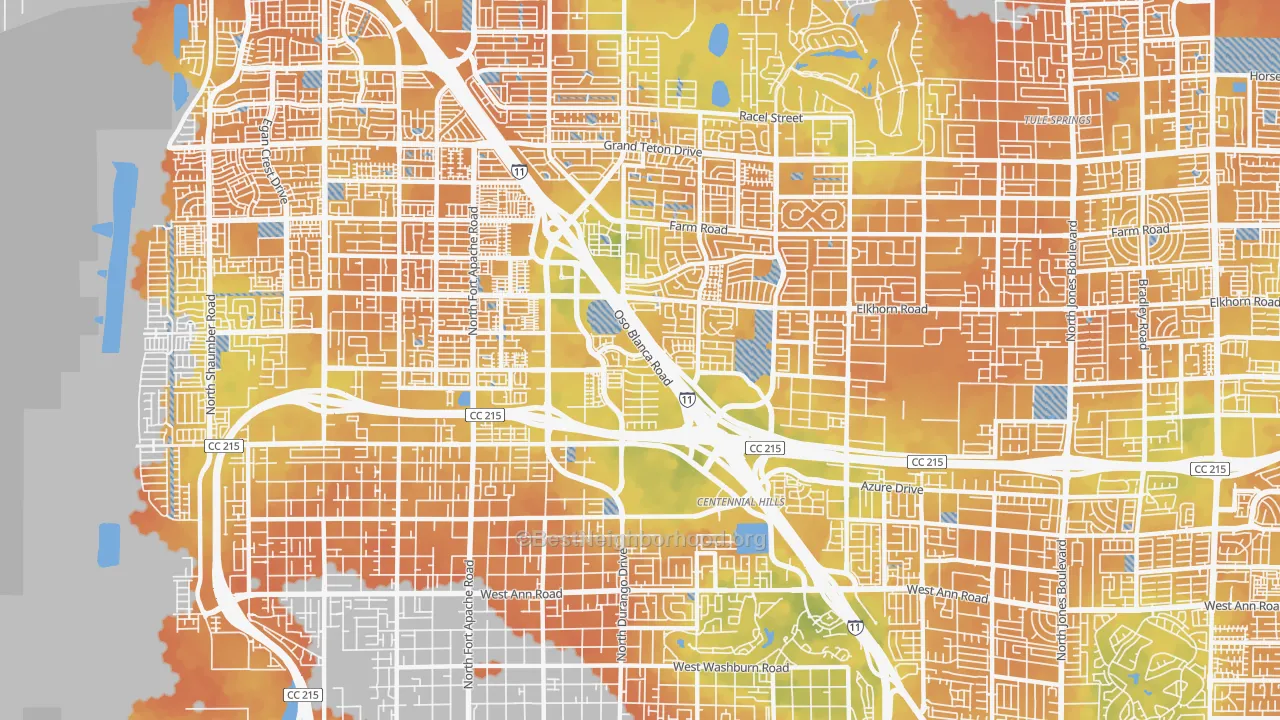 Bike Grade map of Centennial Hills, Las Vegas, NV