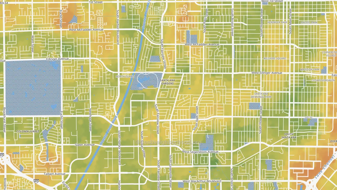 Bike Grade map of Centennial Park, Santa Ana, CA