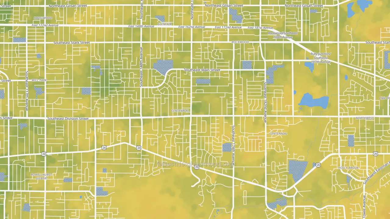 Bike Grade map of Centennial, Portland, OR