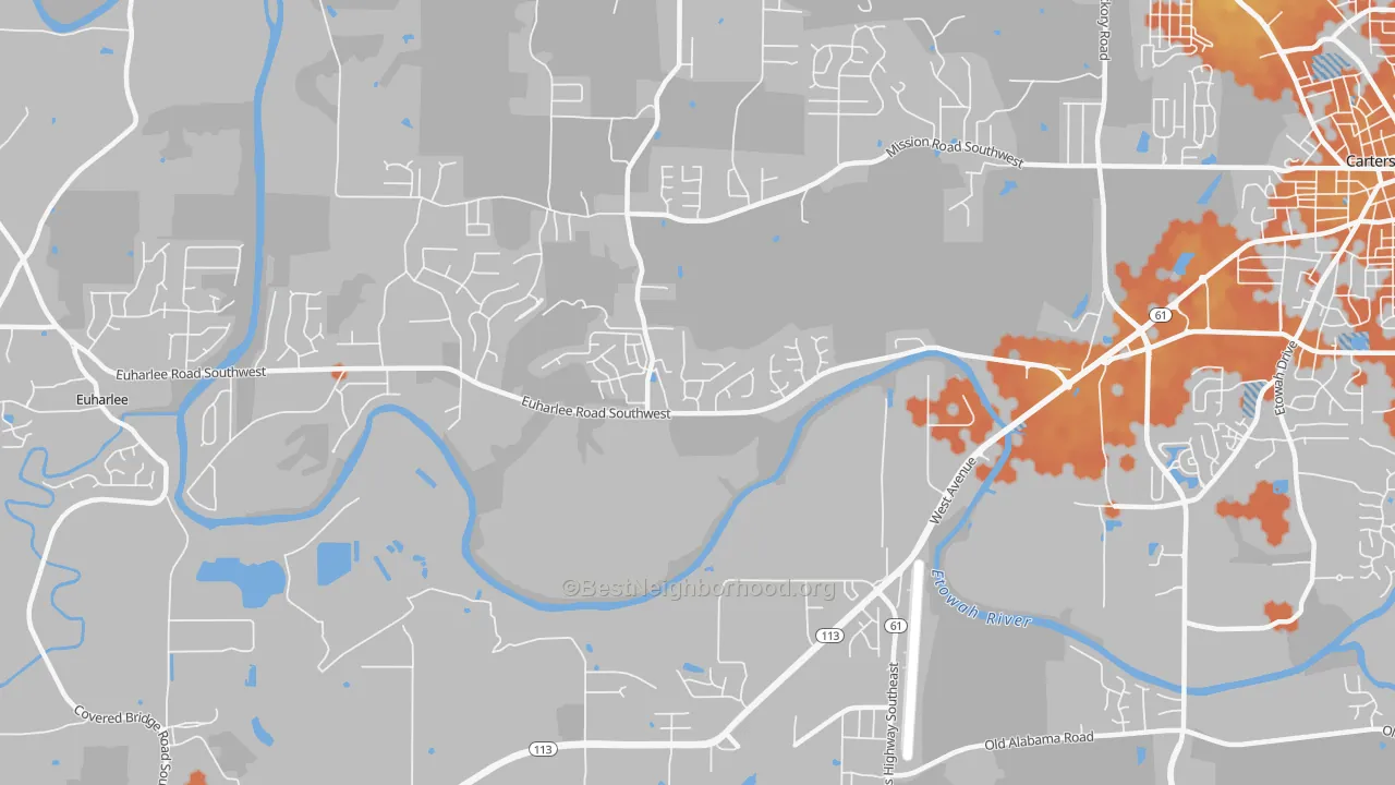 Bike Grade map of Center, GA
