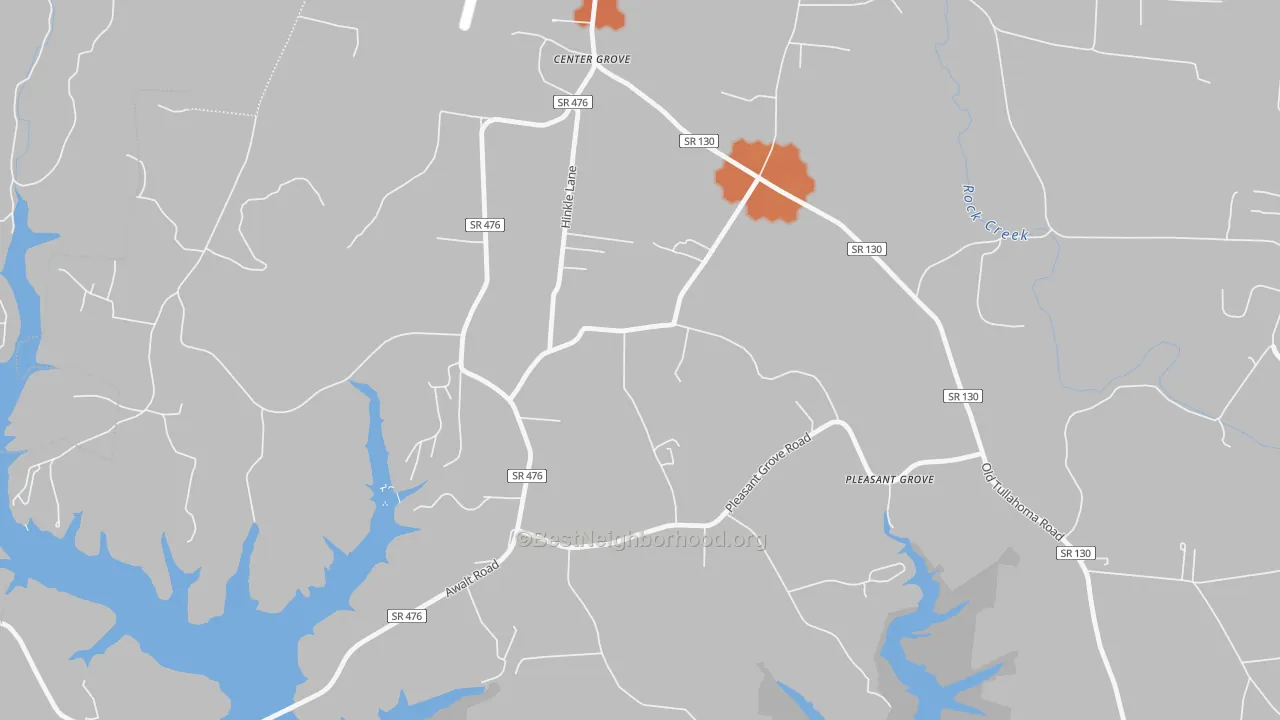 Bike Grade map of Center Grove, TN