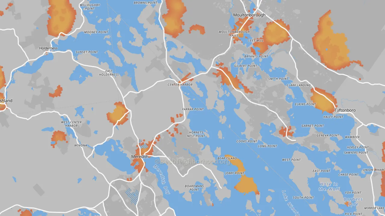 Bike Grade map of Center Harbor, NH