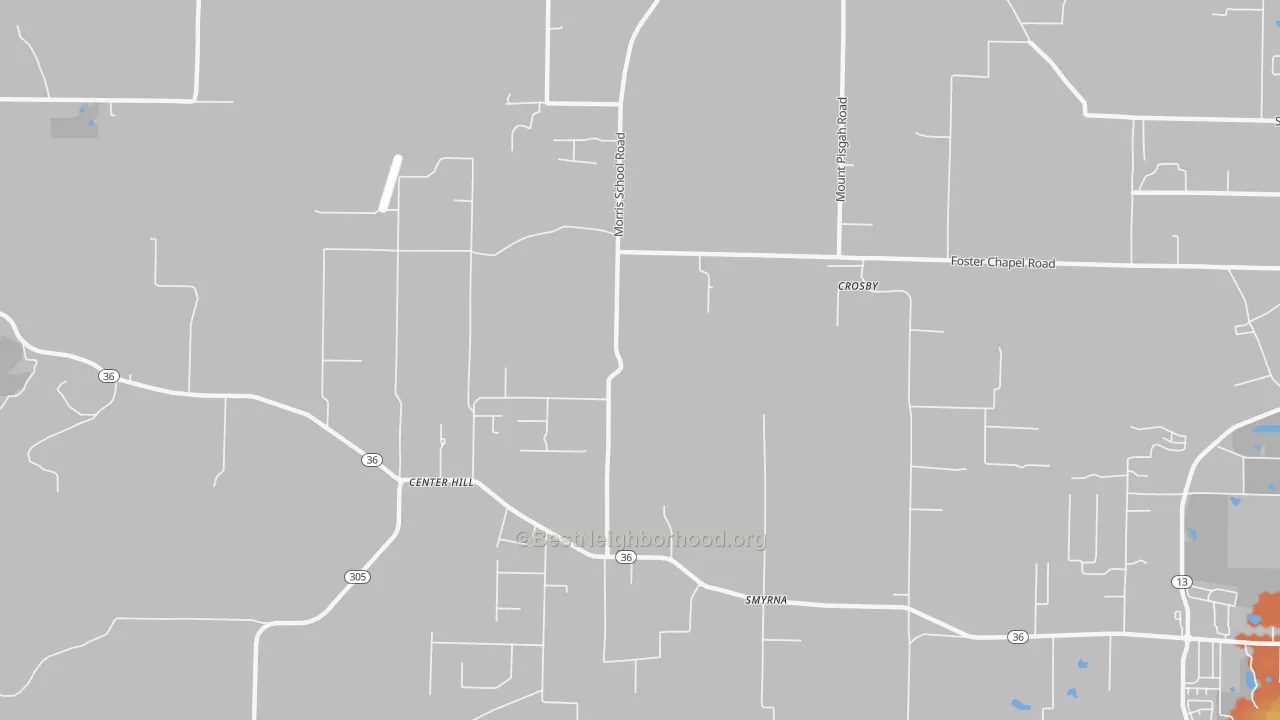 Bike Grade map of Center Hill, AR