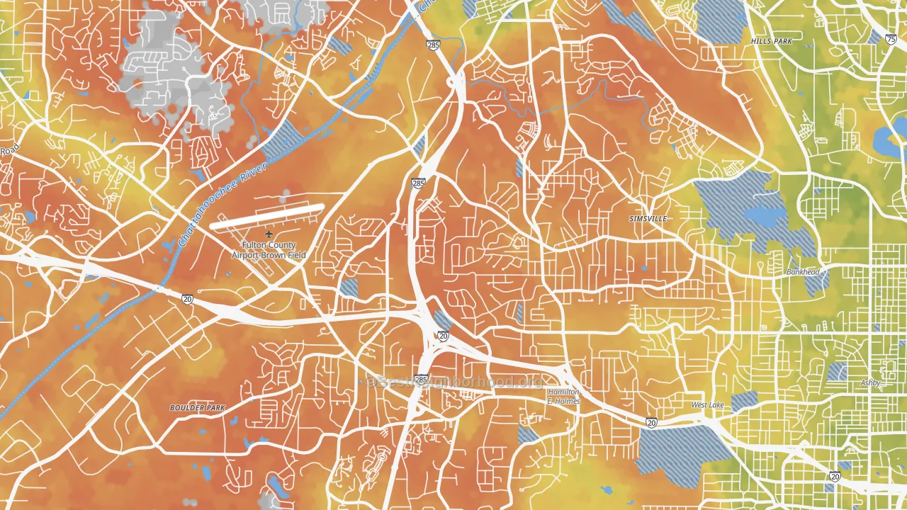 Bike Grade map of Center Hill, Atlanta, GA
