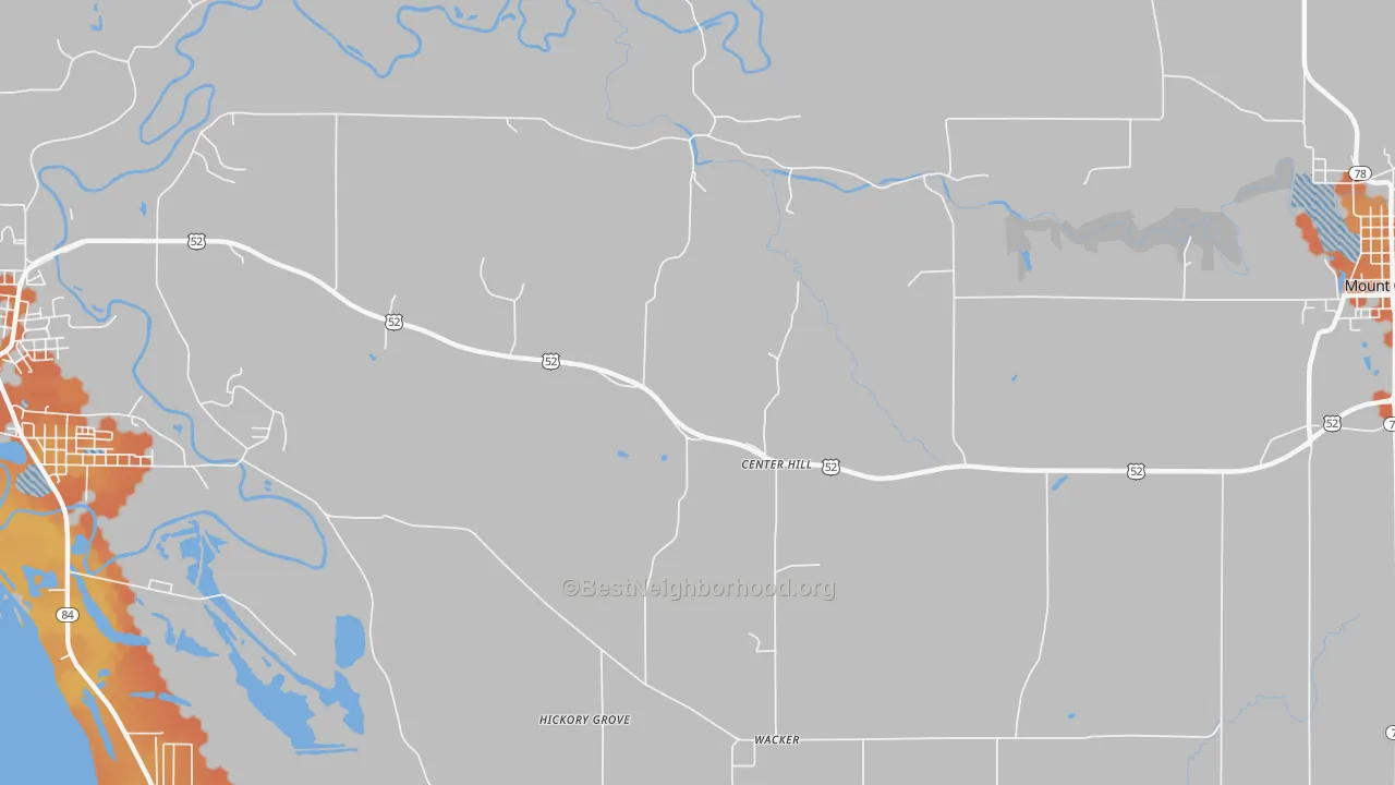 Bike Grade map of Center Hill, IL
