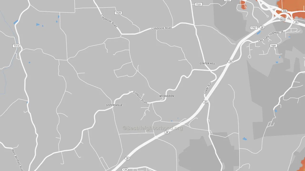 Bike Grade map of Center Hill, PA