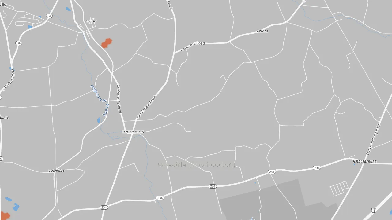 Bike Grade map of Center Mills, PA