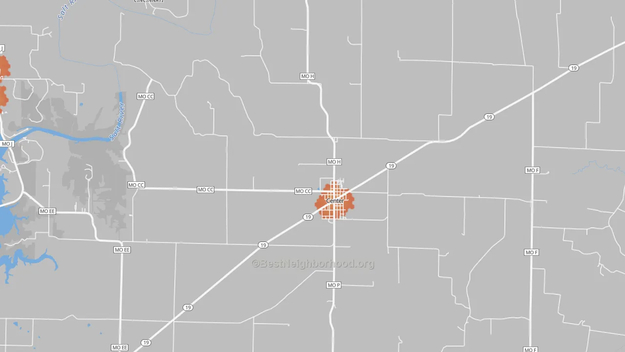 Bike Grade map of Center, MO
