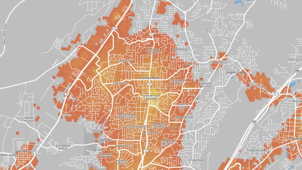 Bike Grade map of Center Point, AL