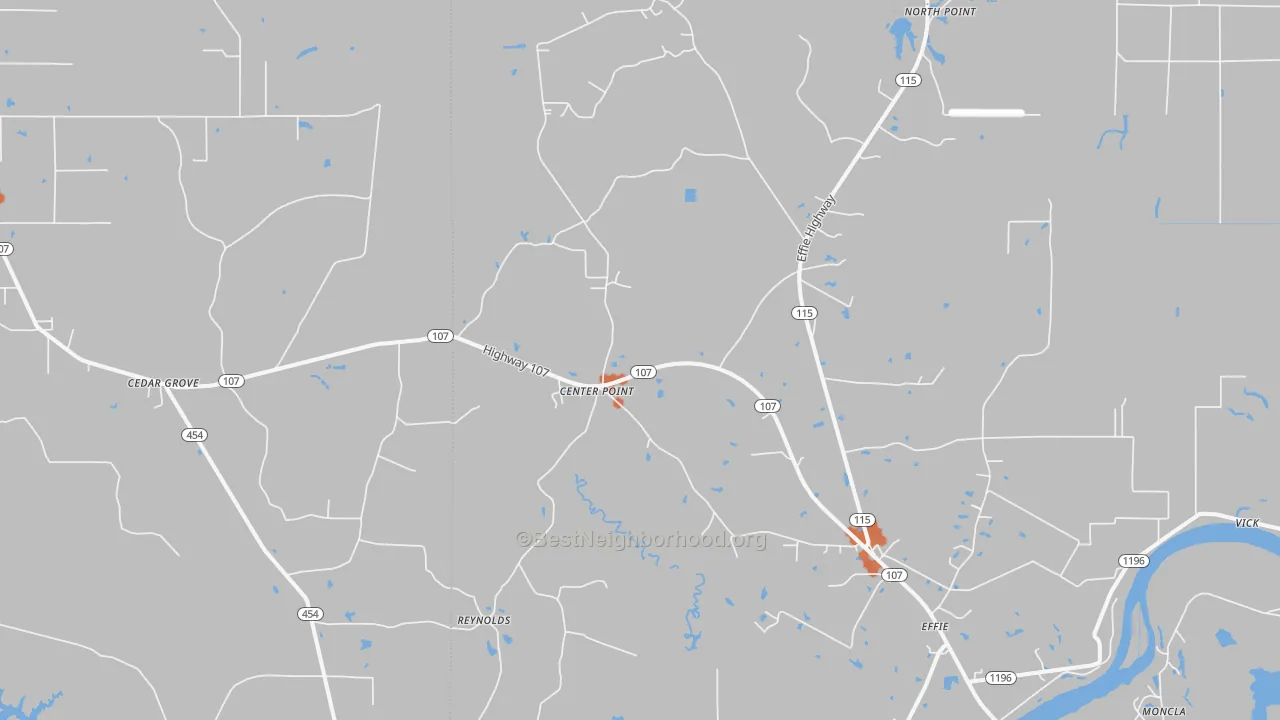 Bike Grade map of Center Point, LA