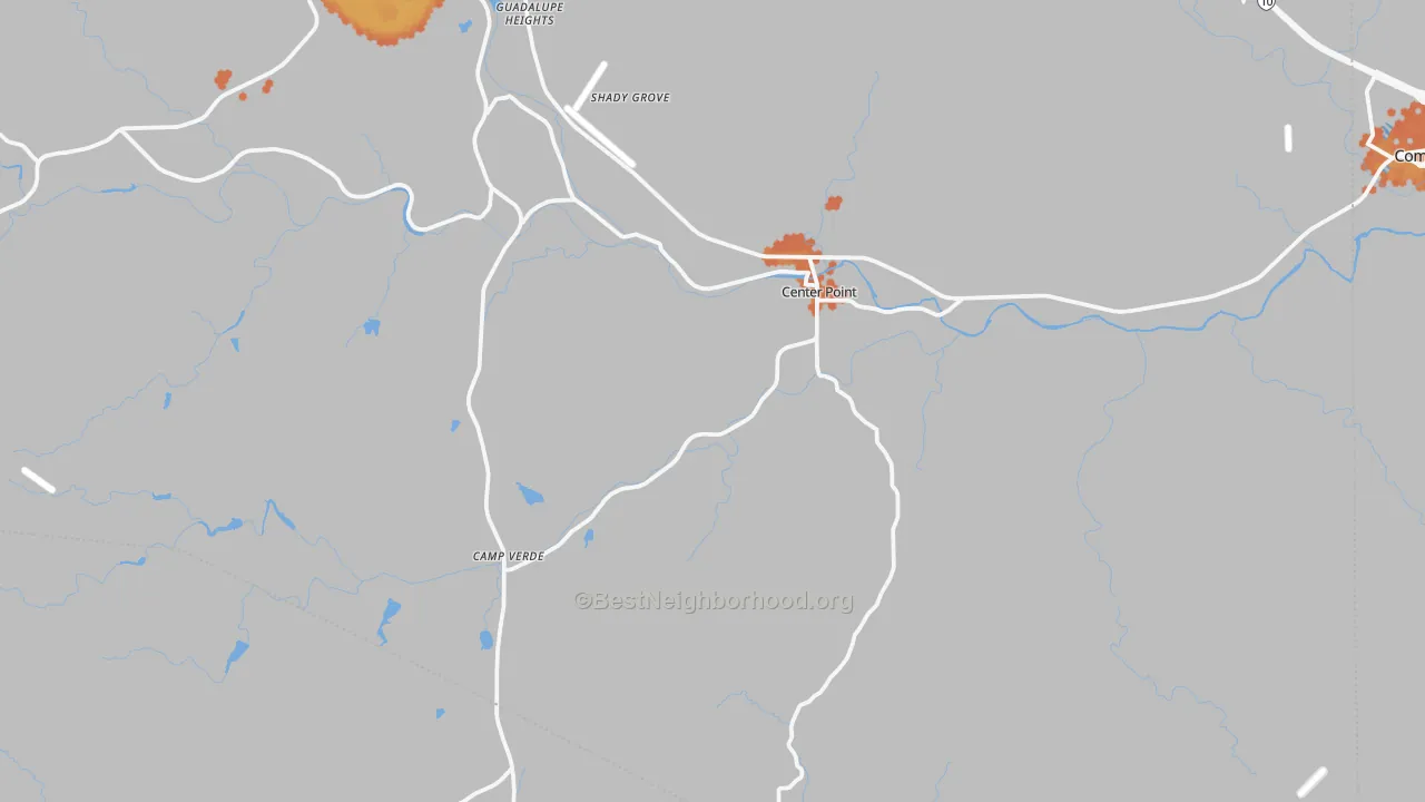 Bike Grade map of Center Point, TX
