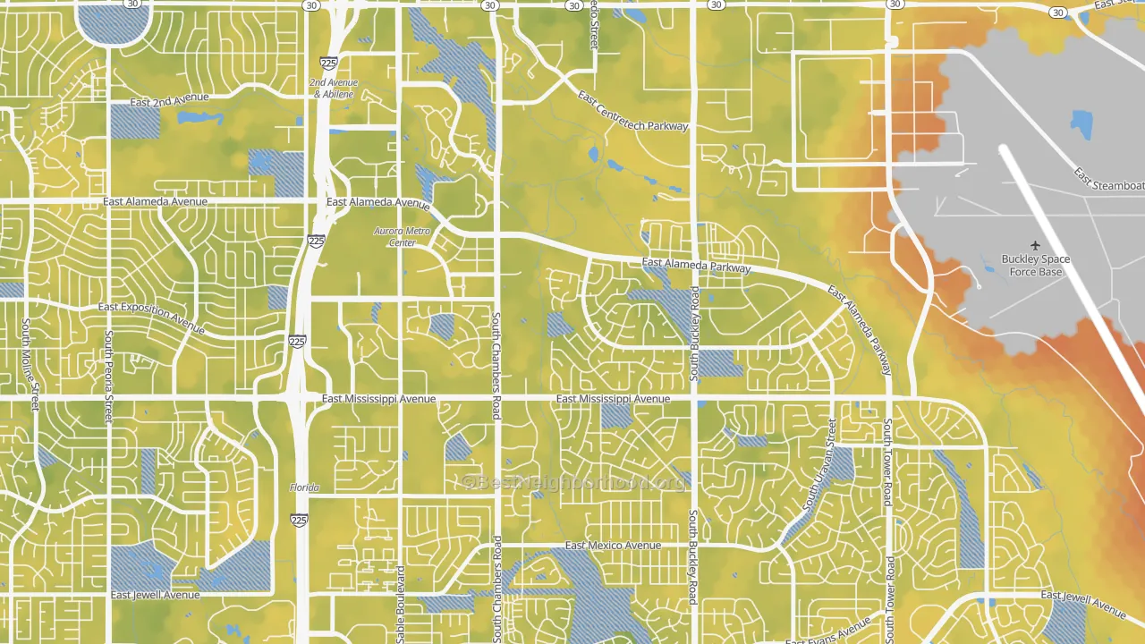 Bike Grade map of Center Pointe, Aurora, CO
