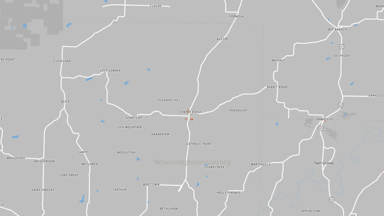 Bike Grade map of Center Ridge, AR