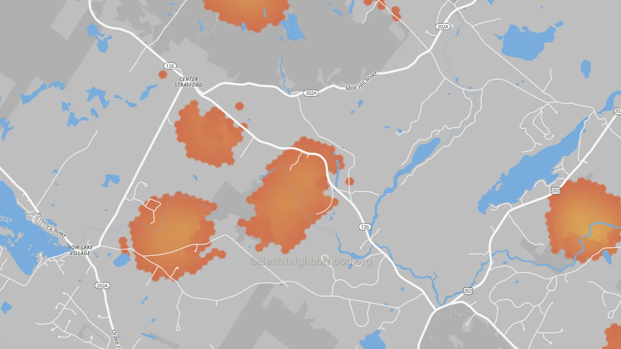 Bike Grade map of Center Strafford, NH