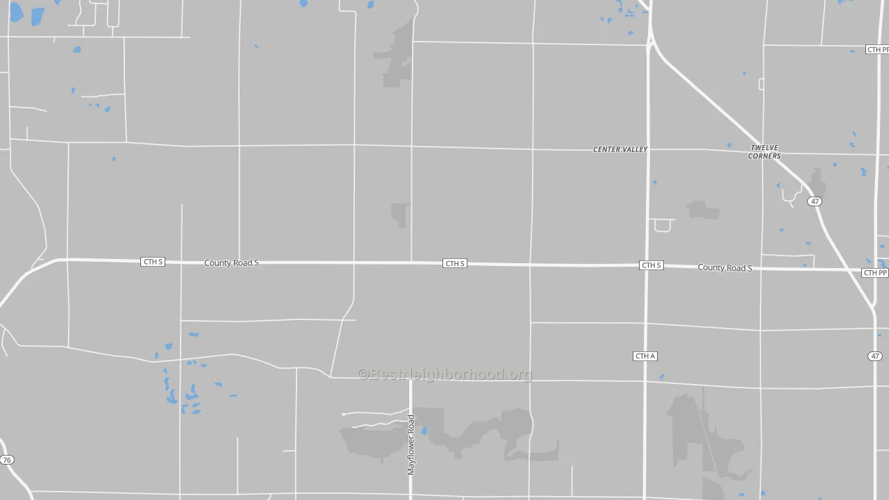 Bike Grade map of Center Valley, WI