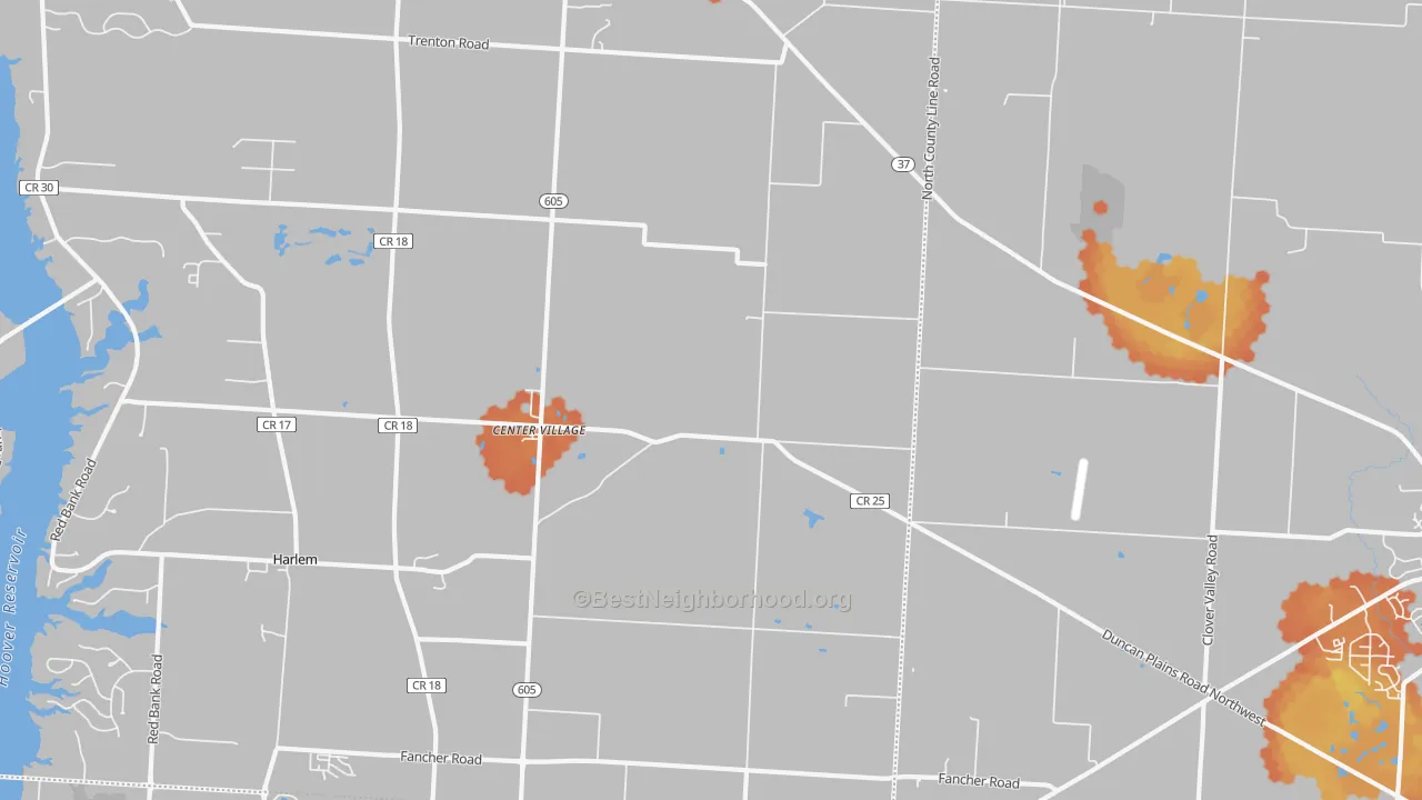 Bike Grade map of Center Village, OH