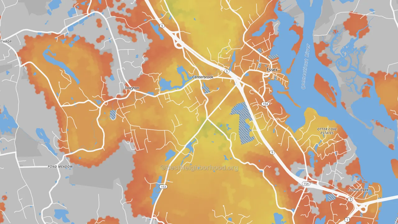 Bike Grade map of Centerbrook, CT