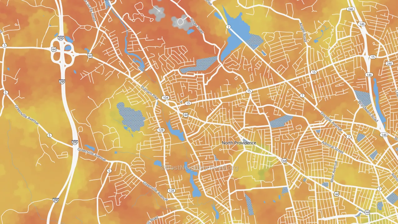 Bike Grade map of Centerdale, Providence, RI