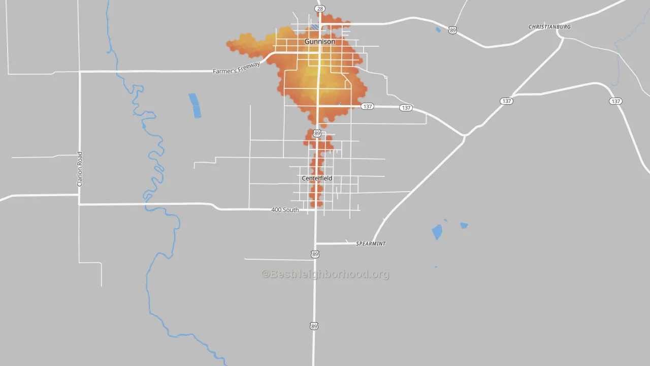Bike Grade map of Centerfield, UT
