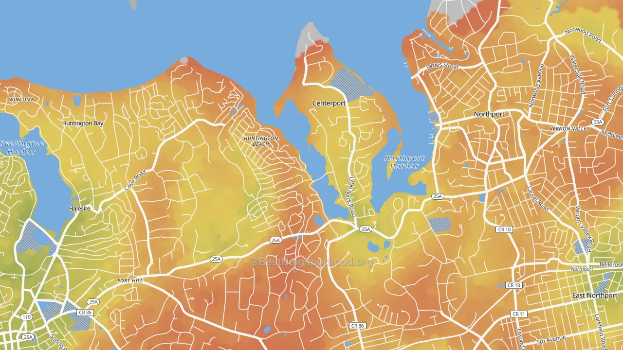Bike Grade map of Centerport, NY