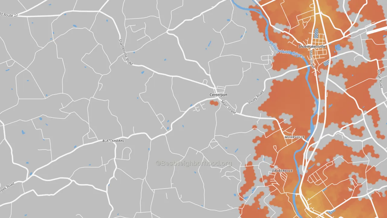 Bike Grade map of Centerport, PA