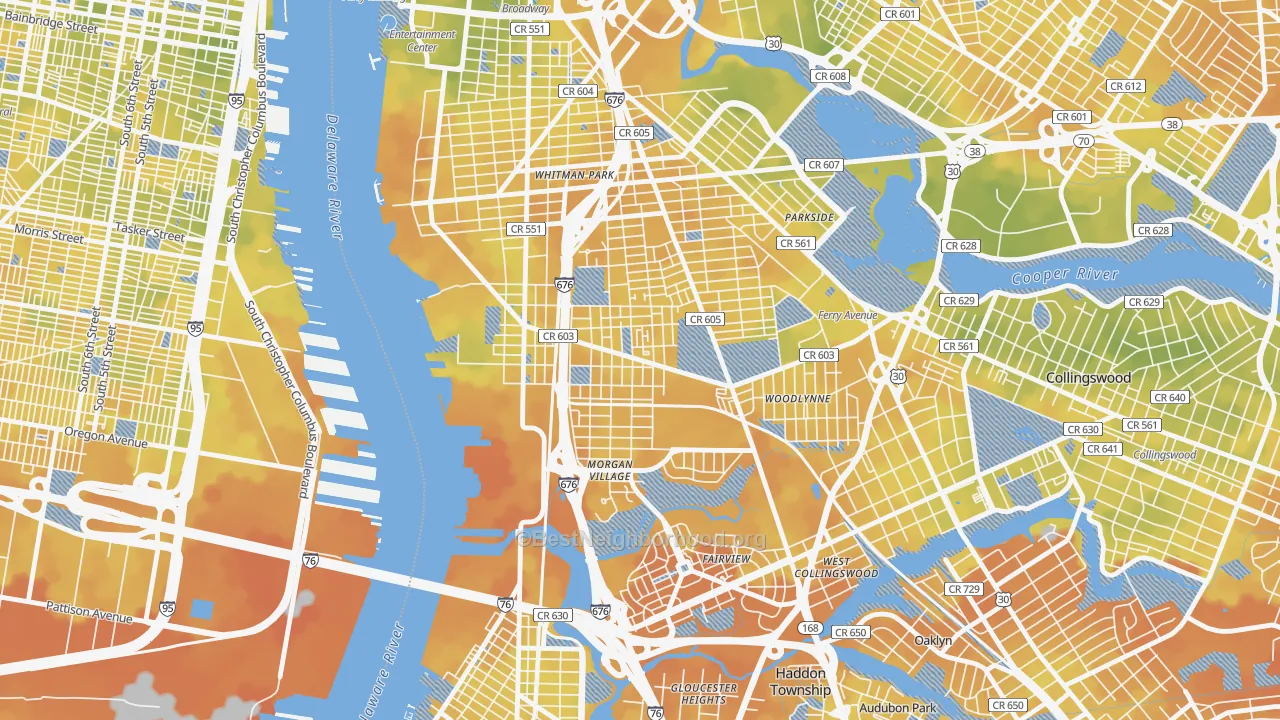 Bike Grade map of Centerville, Camden, NJ