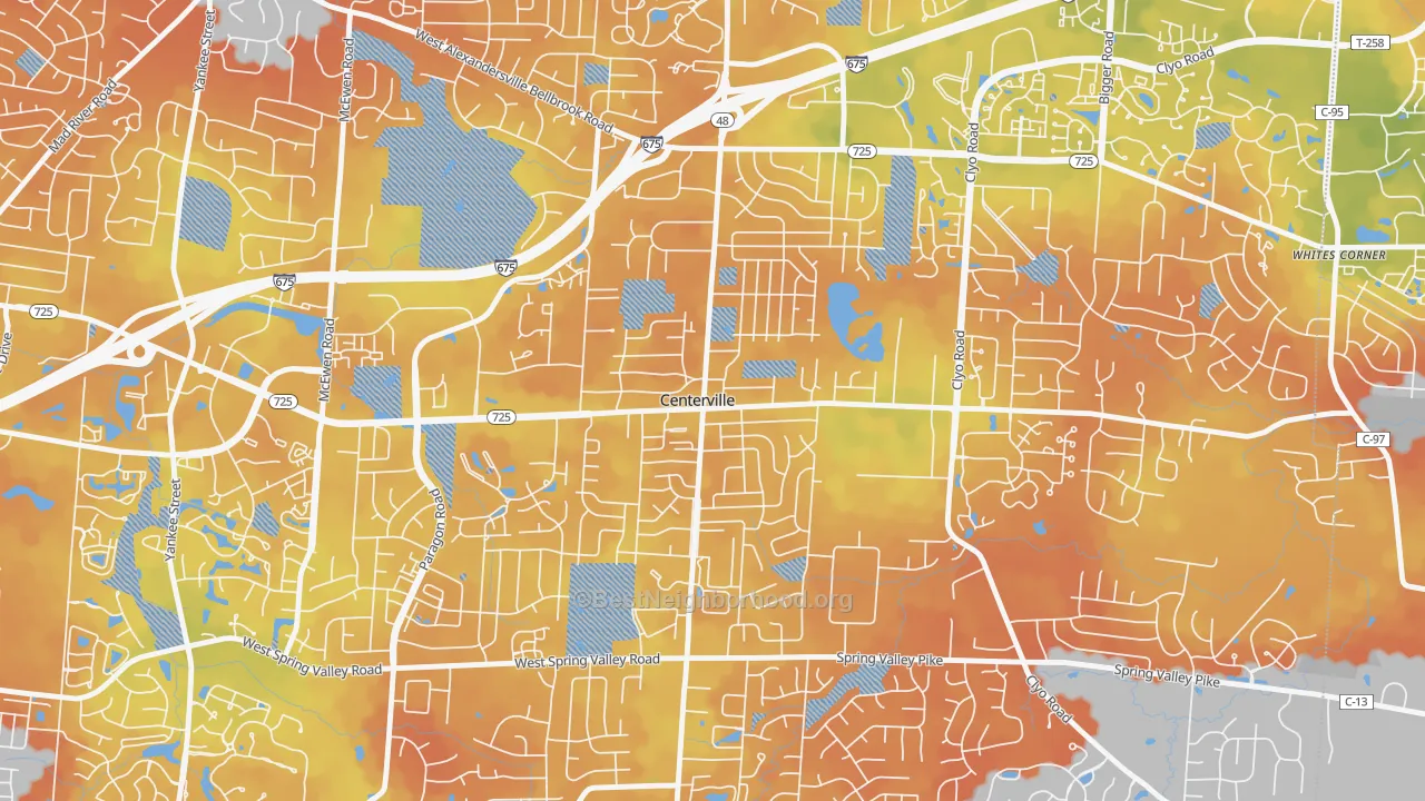 Bike Grade map of Centerville Historic District, Centerville, OH