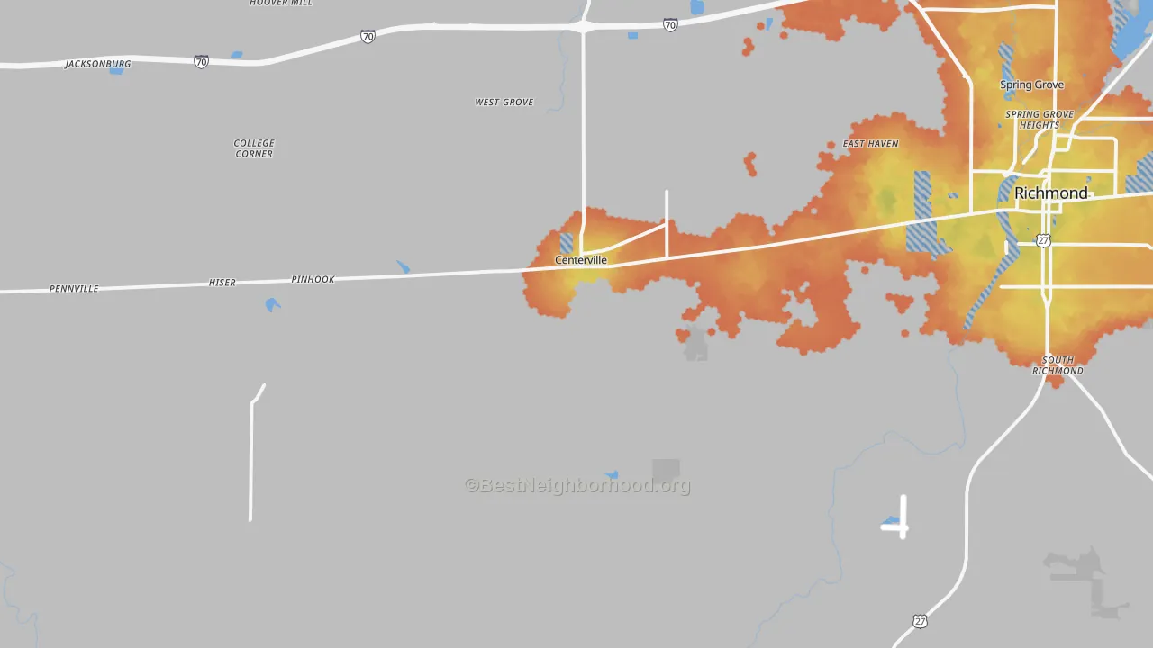 Bike Grade map of Centerville, IN