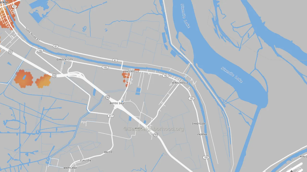 Bike Grade map of Centerville, LA