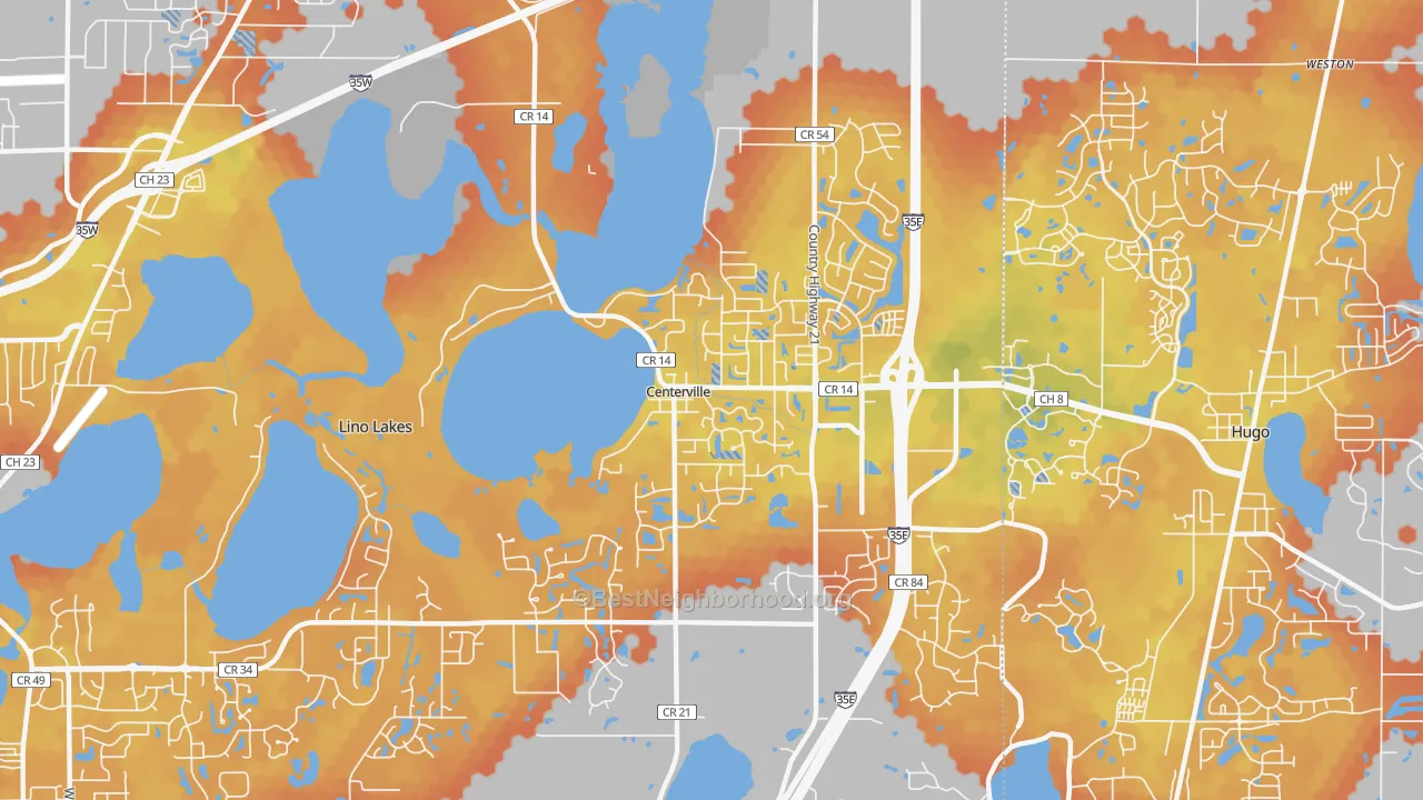 Bike Grade map of Centerville, MN