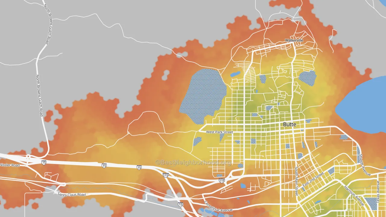 Bike Grade map of Centerville, MT