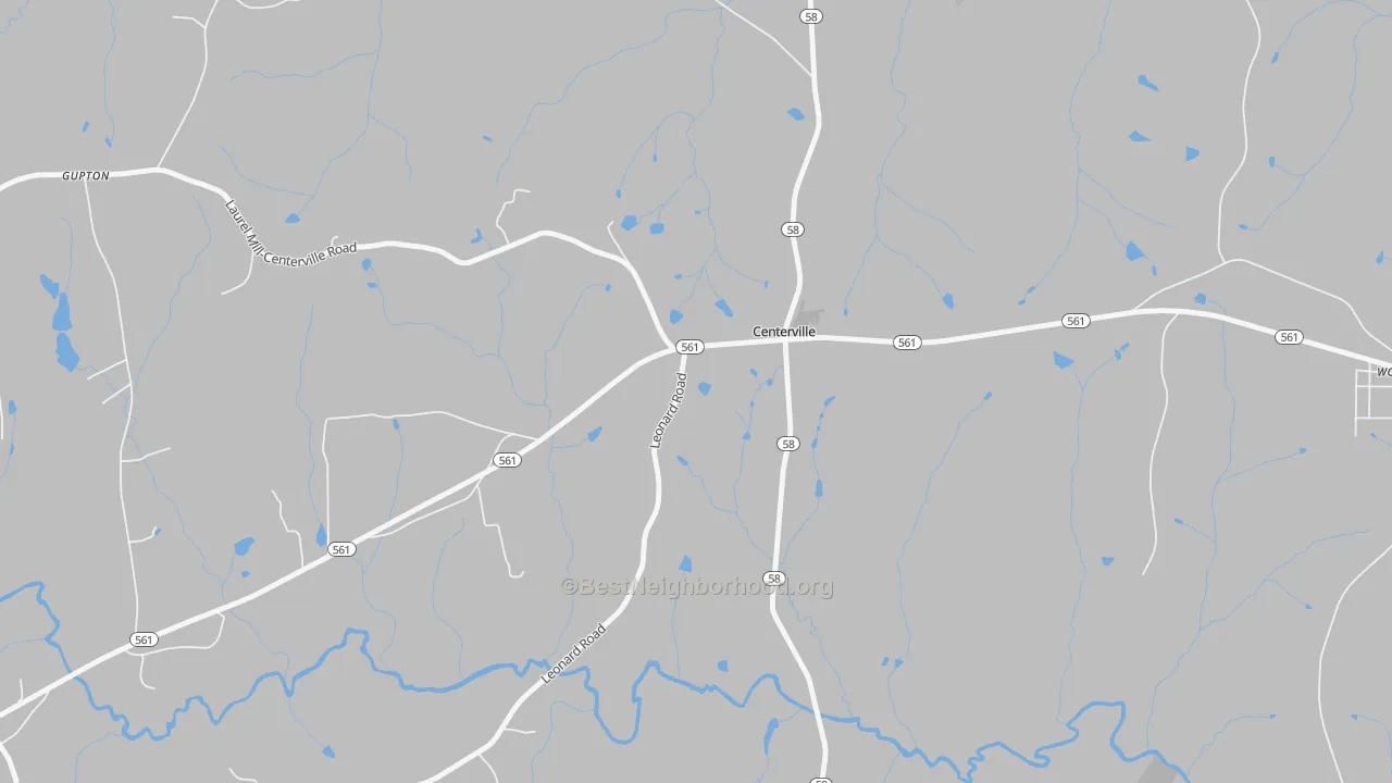 Bike Grade map of Centerville, NC