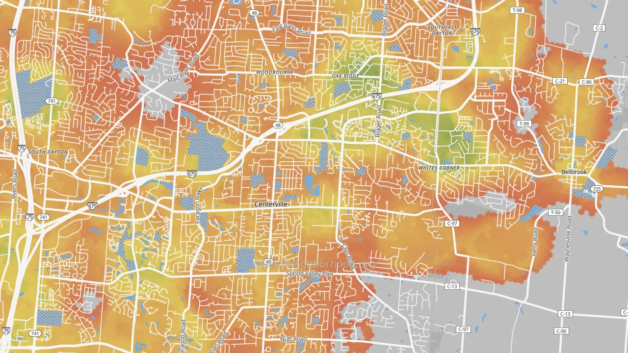 Bike Grade map of Centerville, OH