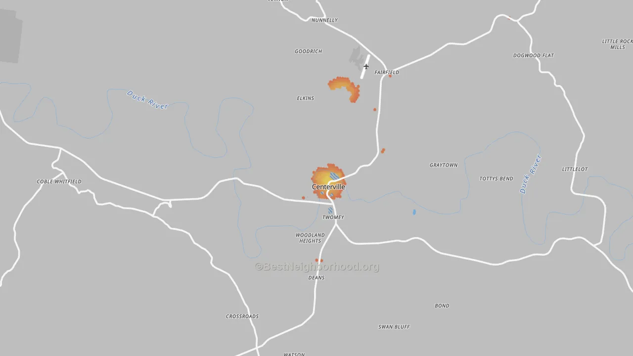 Bike Grade map of Centerville, TN