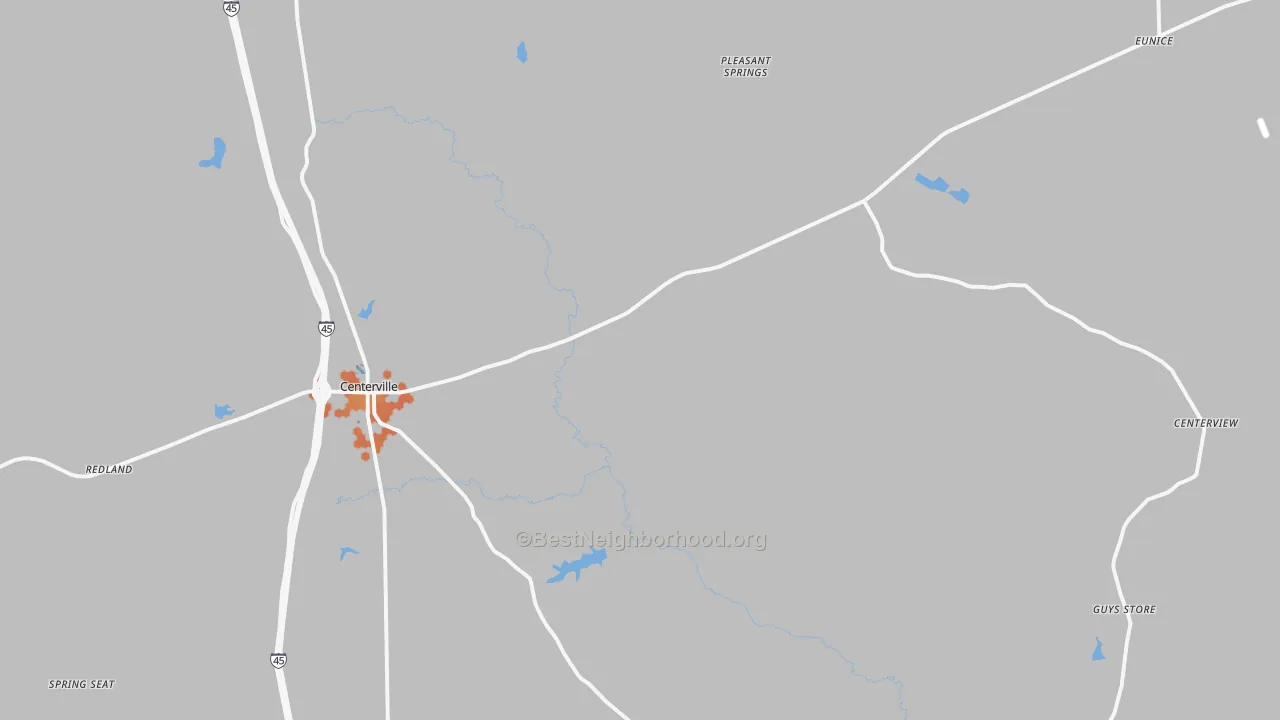 Bike Grade map of Centerville, TX