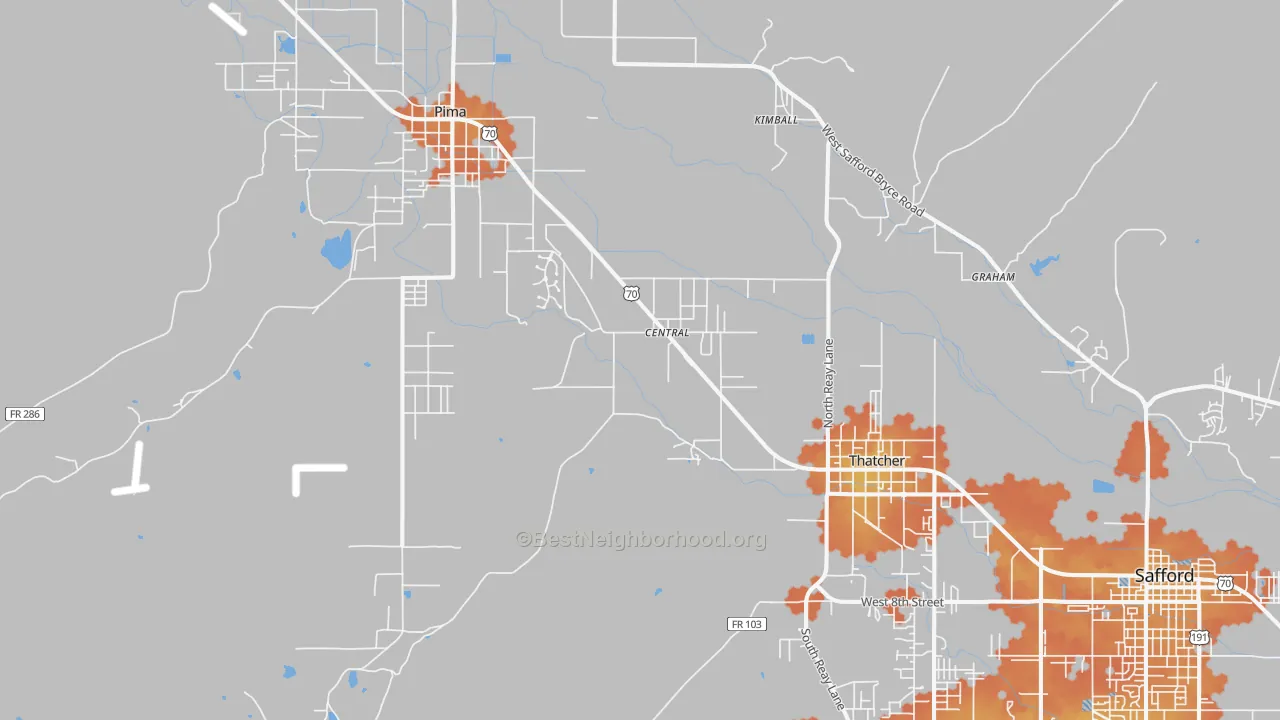 Bike Grade map of Central, AZ
