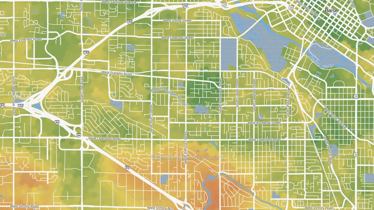 Bike Grade map of Central Bench, Boise, ID