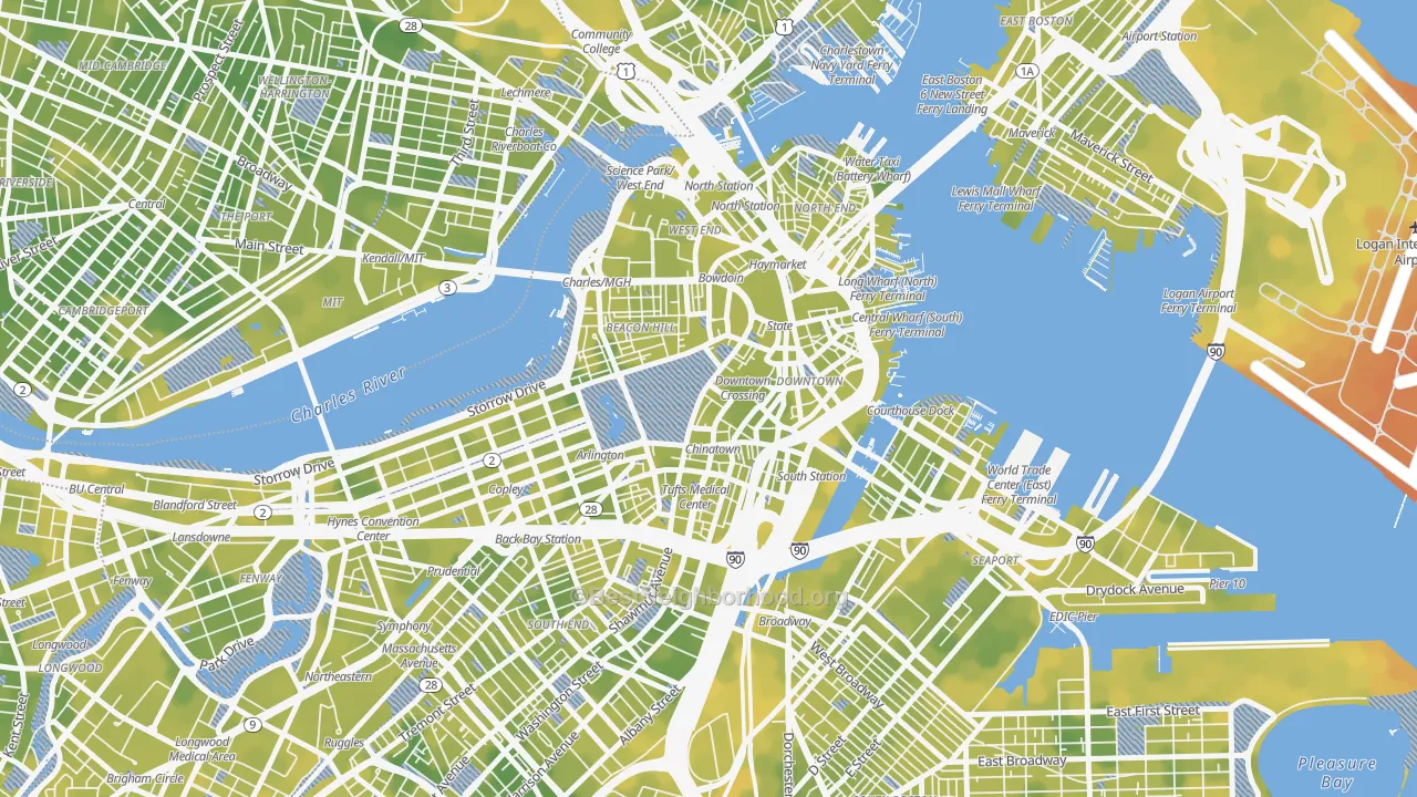 Bike Grade map of Central, Boston, MA