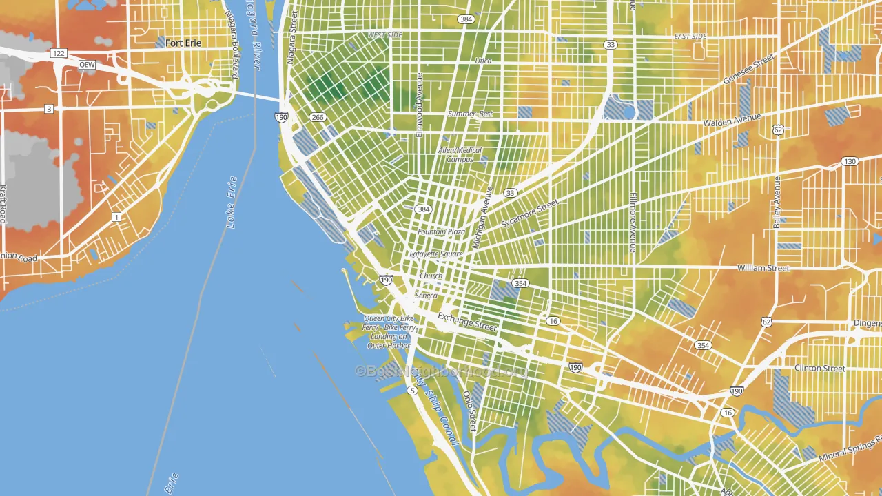 Bike Grade map of Central Business District-Buffalo, Buffalo, NY