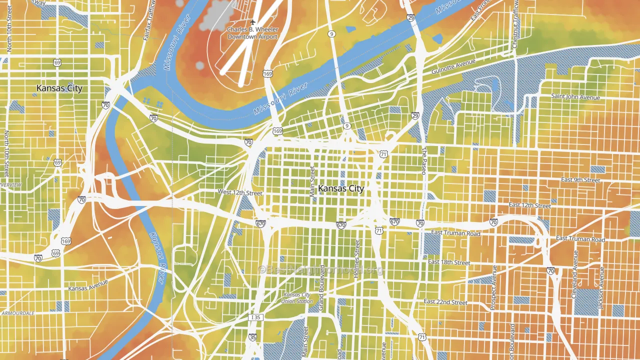 Bike Grade map of Central Business District, Kansas City, MO