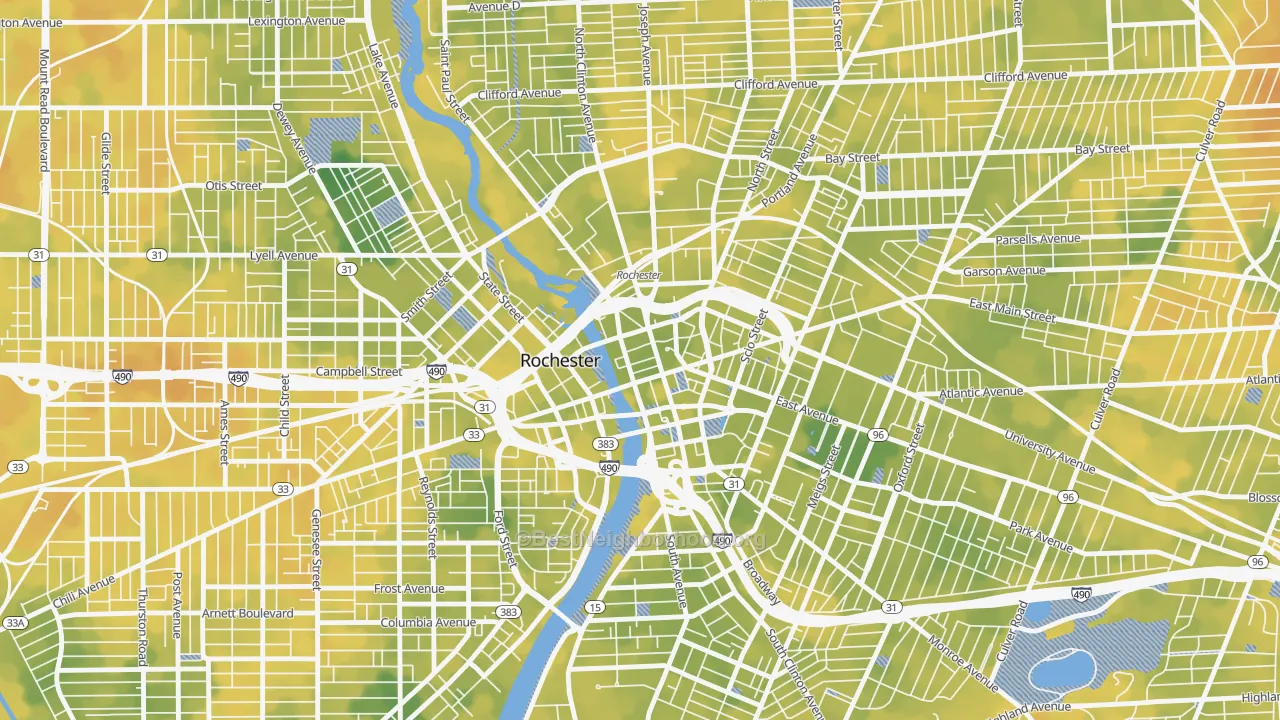 Bike Grade map of Central Business District-Rochester, Rochester, NY