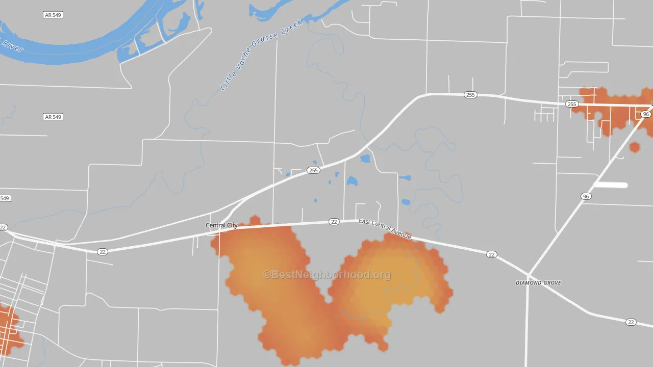 Bike Grade map of Central City, AR