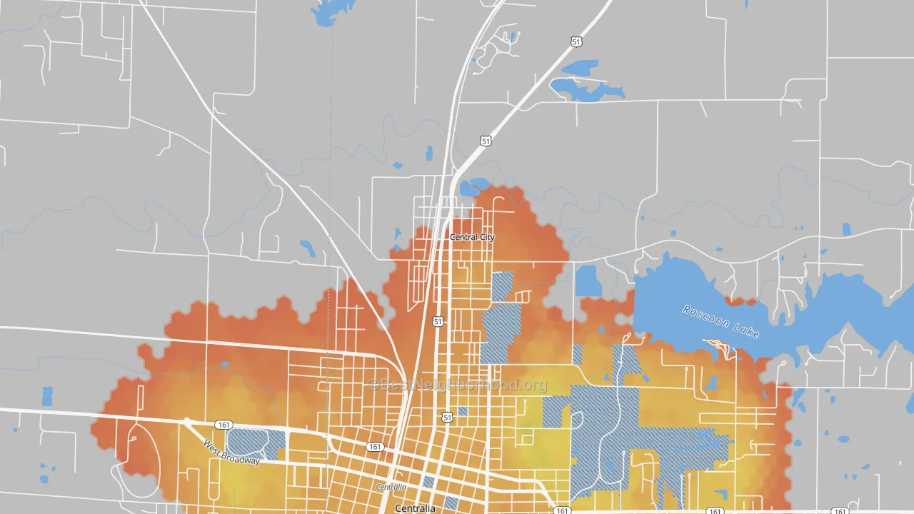 Bike Grade map of Central City, IL