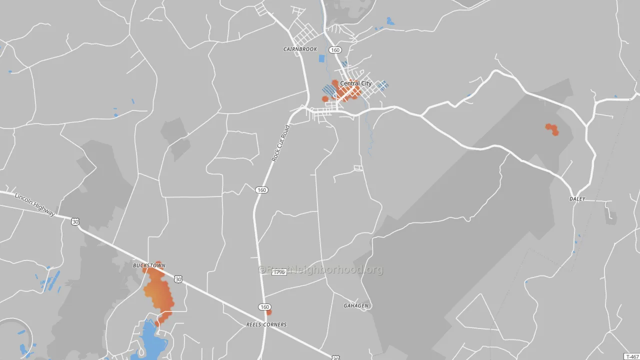 Bike Grade map of Central City, PA