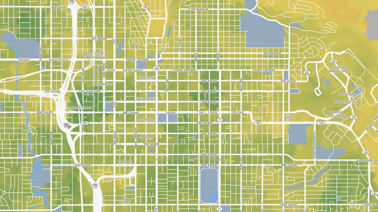 Bike Grade map of Central City, Salt Lake City, UT