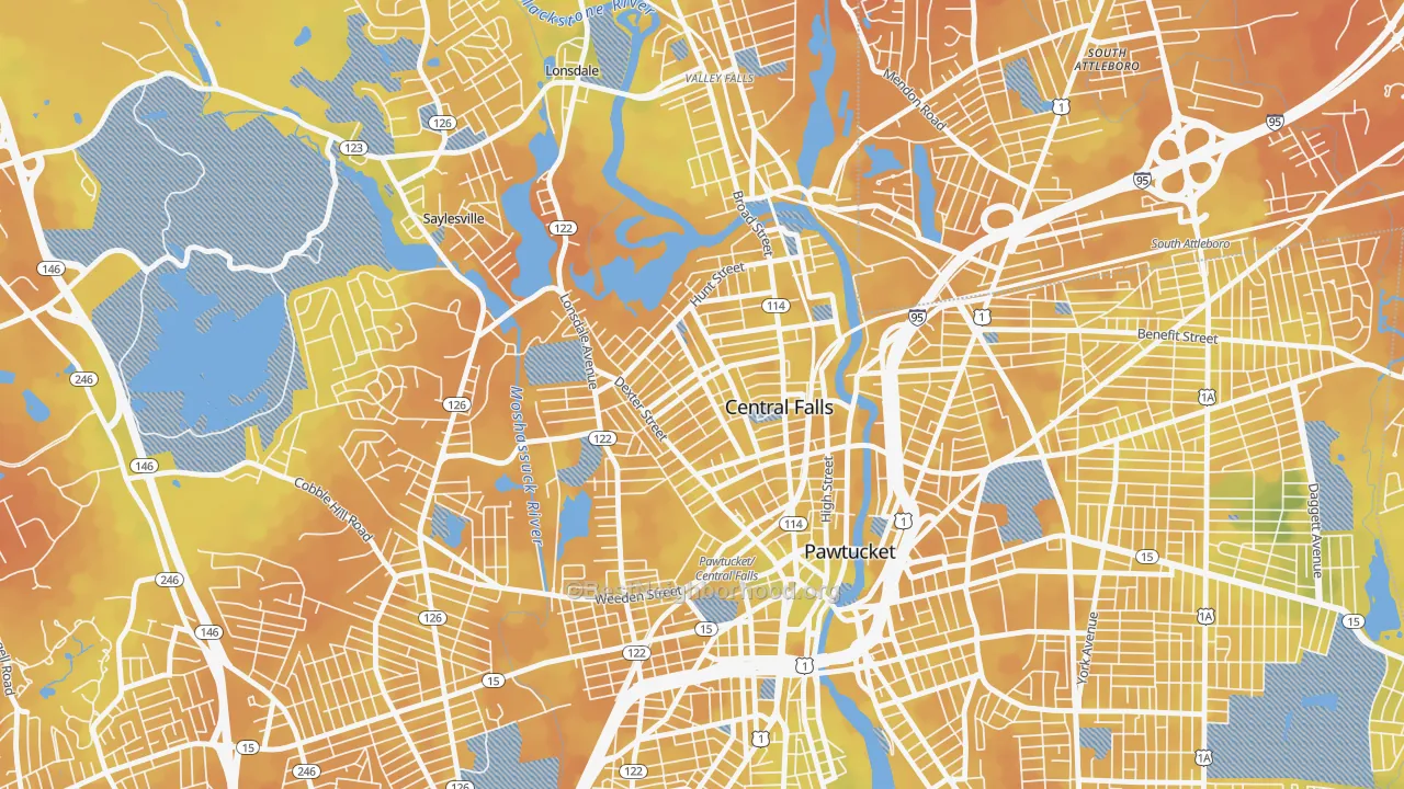 Bike Grade map of Central Falls, RI