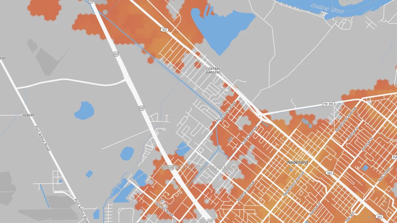 Bike Grade map of Central Gardens, TX