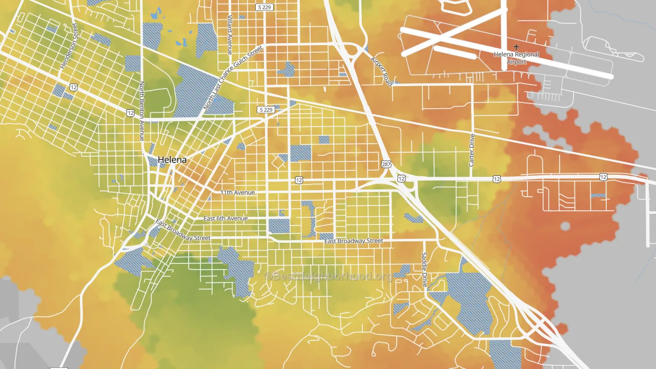 Bike Grade map of Central, Helena, MT