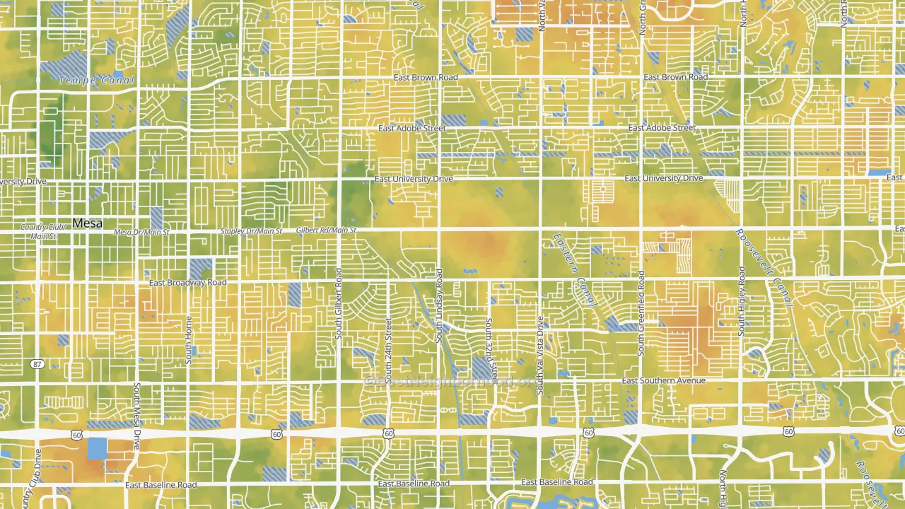 Bike Grade map of Central Mesa, Mesa, AZ